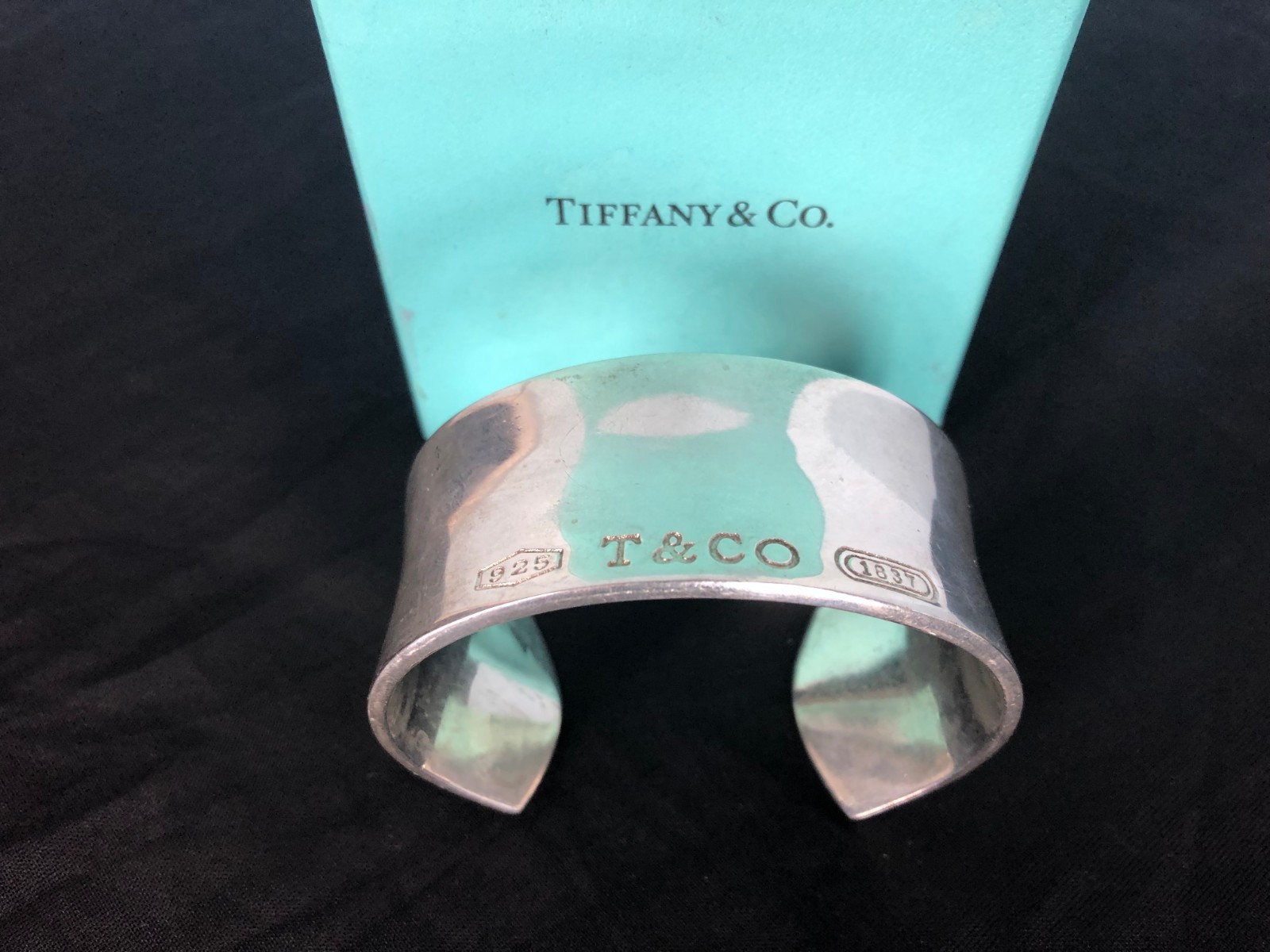 TIFFANY & CO 925 T&Co 1837 Wide Cuff Bracelet Sterling Silver