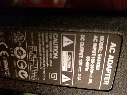 EDAC EDACPOWER ELEC AC Adapter 12V 3A EA10362 ACP71USZ EA10721A-120