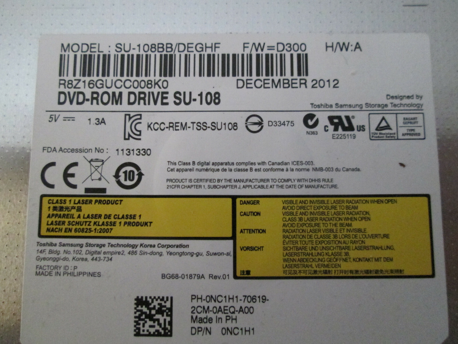 Dell Latitude E6430s Optical DVD / CD Crive