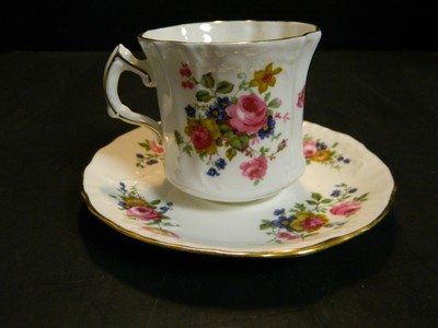 Vintage Embossed Hammersley Bone China Spode Garden Bouquet Tea Cup & Saucer Exc