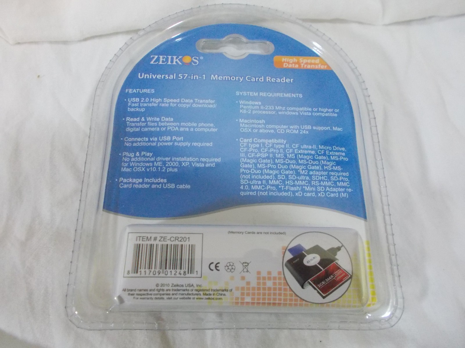 Zeikos High Speed Universal 57-in-1 USB 2.0 Flash Memory Card Reader