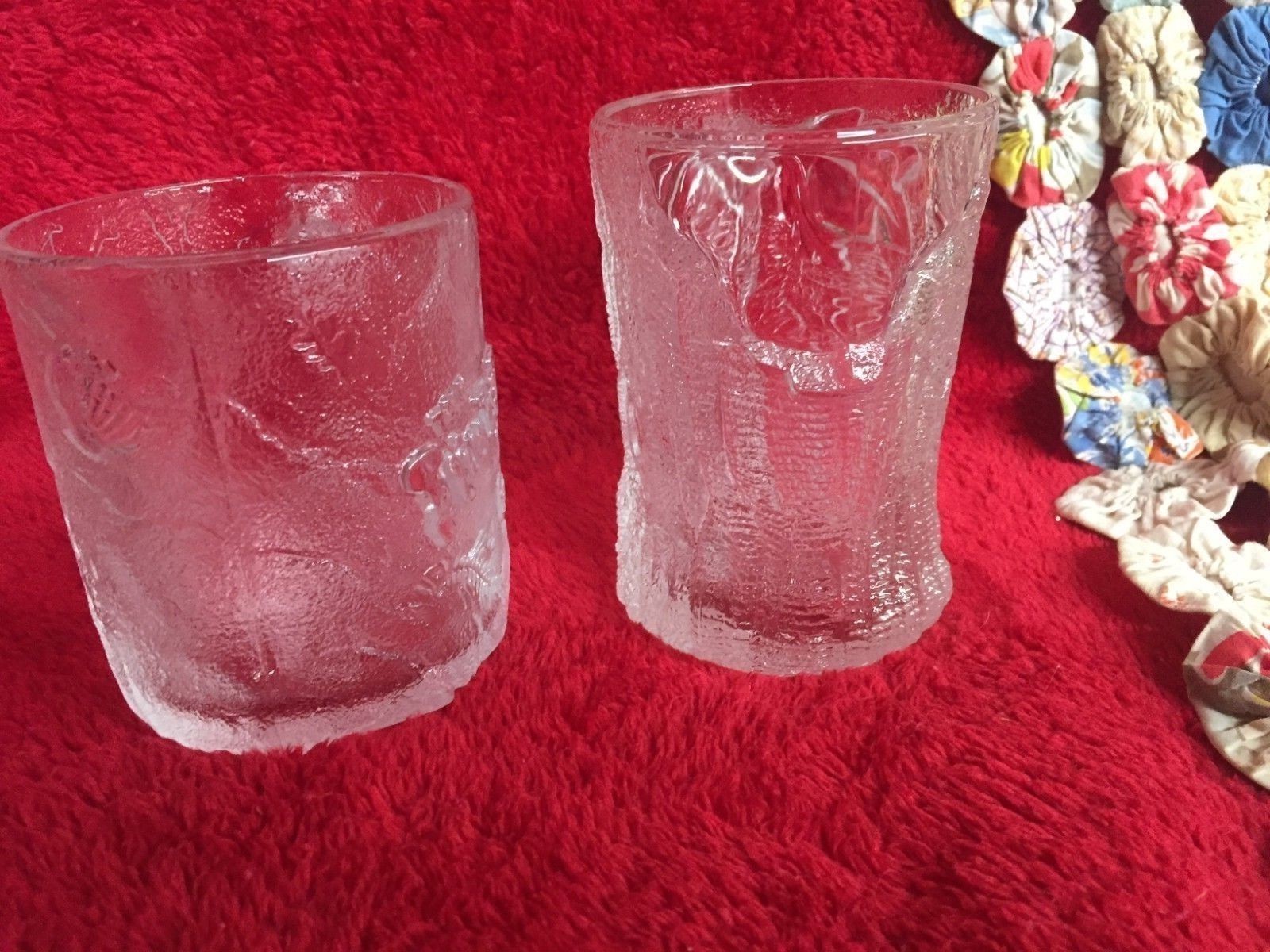 Set of 2 Vintage Glass McDonalds Flintstones Treemendous  & Predawn Glass Mugs