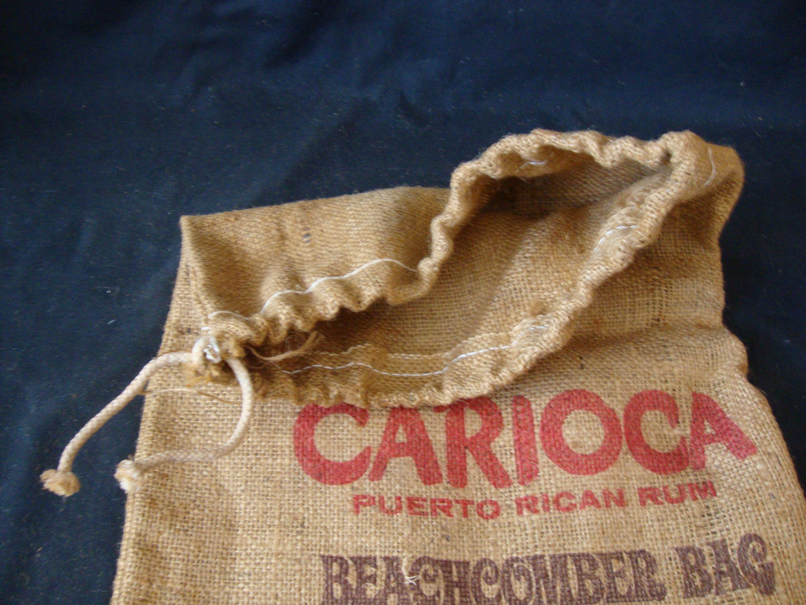 Vintage Carioca Puerto Rican Rum Advertising Burlap Beachcomber Bag