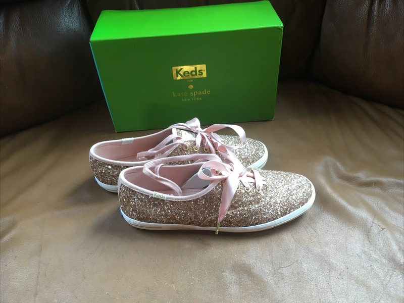 Kate Spade X Keds Rose Gold Glitter Sneakers Size 6