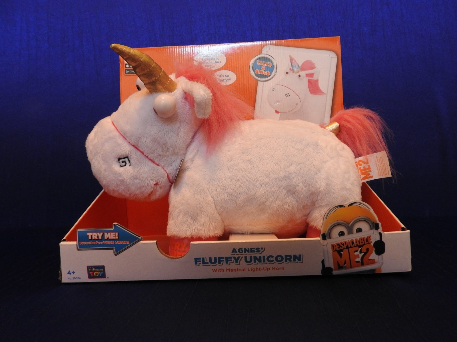Despicable Me 2 Agnes FLUFFY UNICORN Plush w/ Magical Light Up Horn