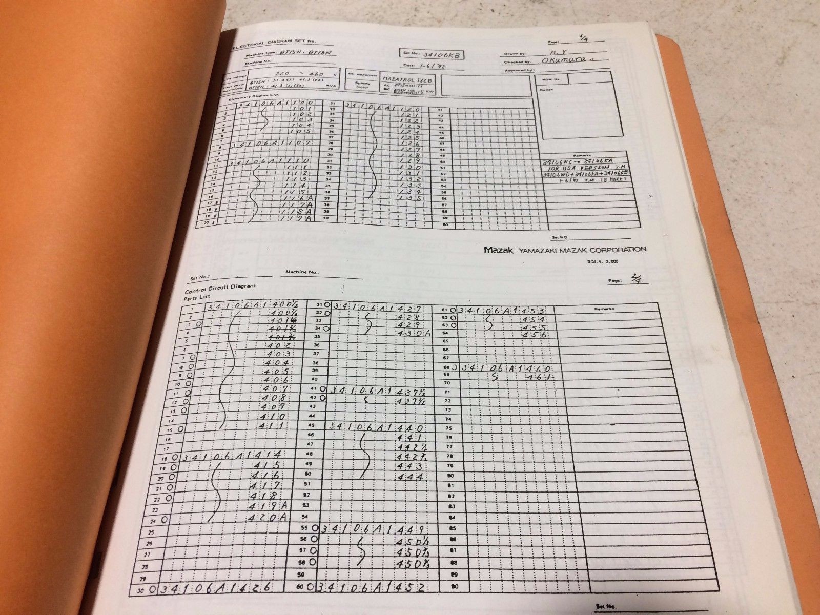 Mazak QT15N/18N Electrical Circuit Diagram Manual Set # 34106KB