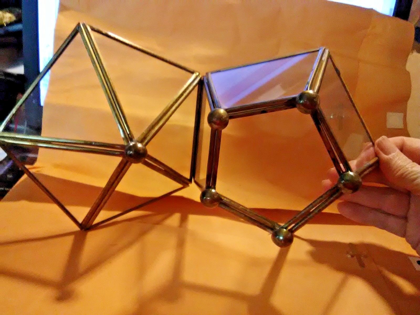 Dome Brass & Glass Curio Display Jewelry Case  Vintage