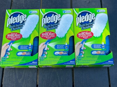 Pledge Multi Surface Duster 1 Handle Spray & 2 Duster Set Of 3 New Package 2007