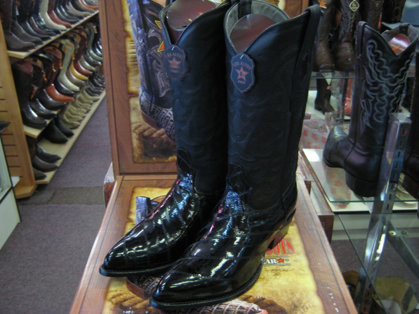 Pre-owned Los Altos Boots Los Altos Men Black Genuine Eel Western Cowboy Boot J-toe 990805 Ee