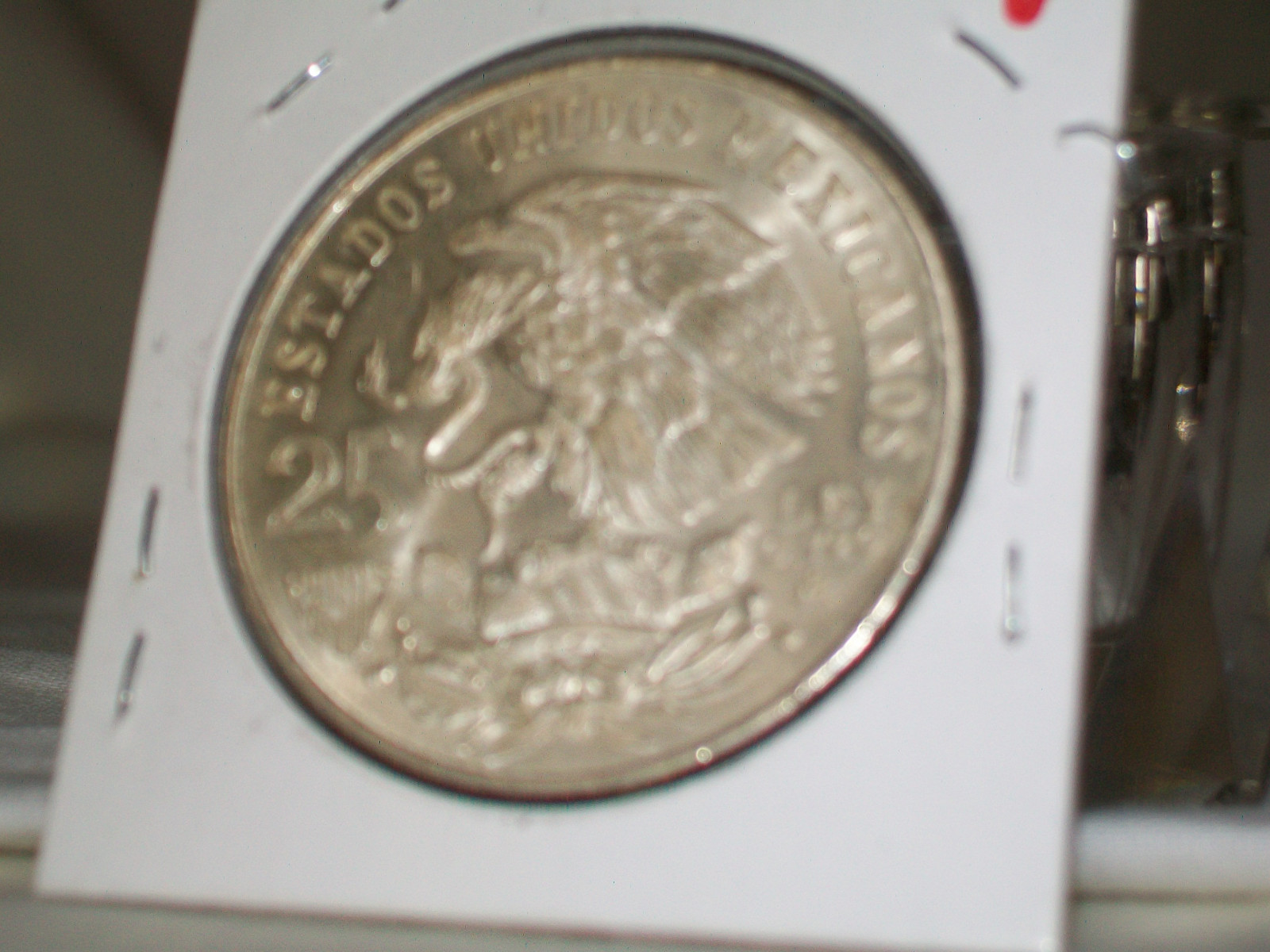 1968 MEXICO Silver (22.5g.,.720 Silver) 25 Pesos  -Olympics Rings UNC.