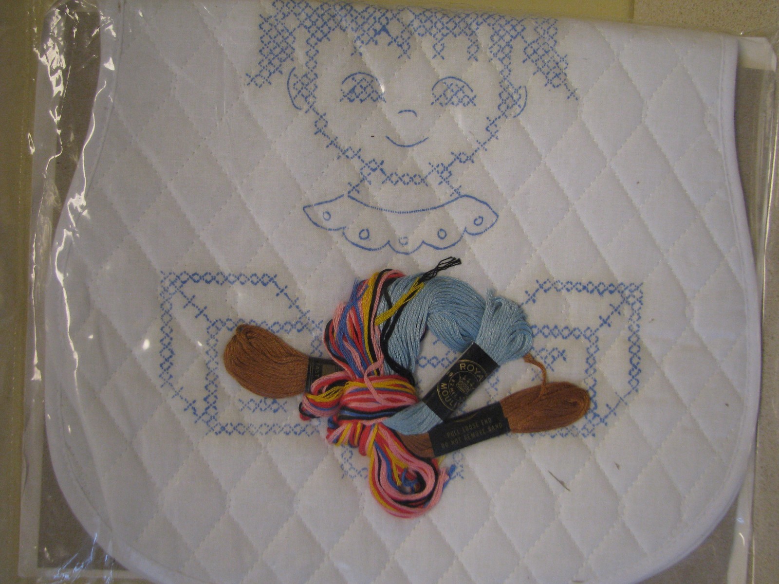 VINTAGE SET 2 PROGRESS CHILD'S BLOCKS CROSS STITCH  BIB KIT TOBIN # 1550 NEW