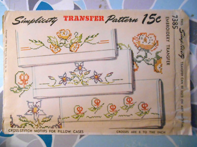 Vintage 1946 Iron-On Transfer Embroidery Pillowcase Cross Stitch Bleeding Heart