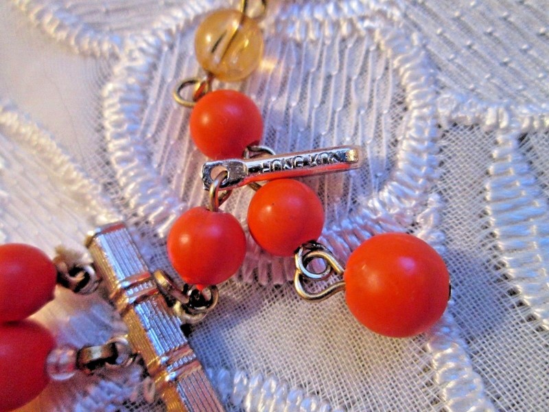 VINTAGE 3-STR Kitsch ORANGE BEAD 