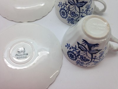 Set of 4 Cups Saucers Blue Nordic English Staffordshire J&G Meakin Onion England