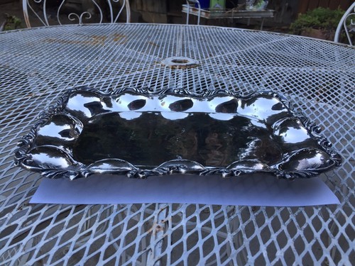 RARE Antique Hand Hammered Footed Serving Tray LILYAN 925 MEXICO STERLING Silver