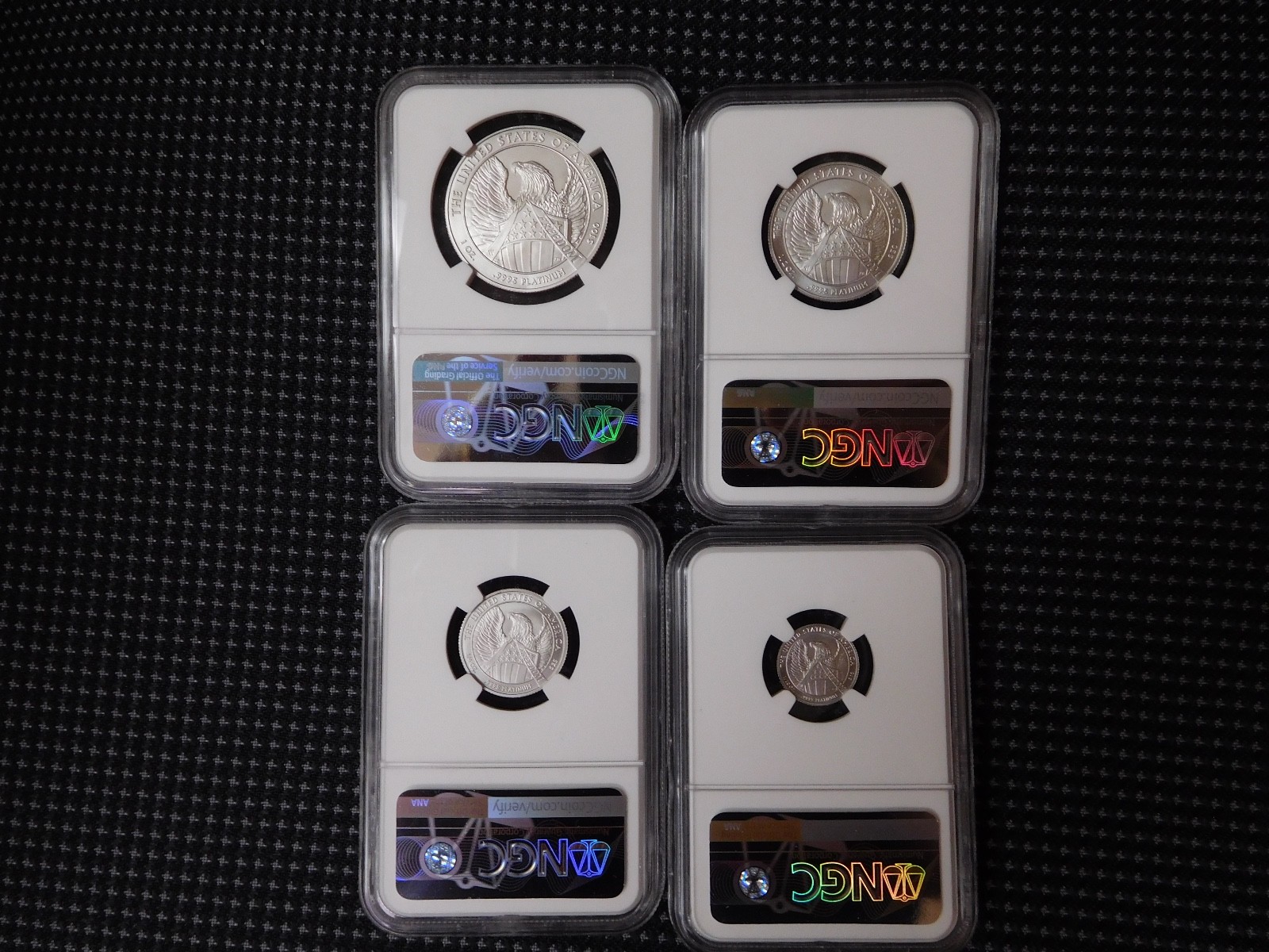 2007-W BURNISHED PLATINUM EAGLE SET  $100, $50, $25, $10  NGC MS70  Box / COA