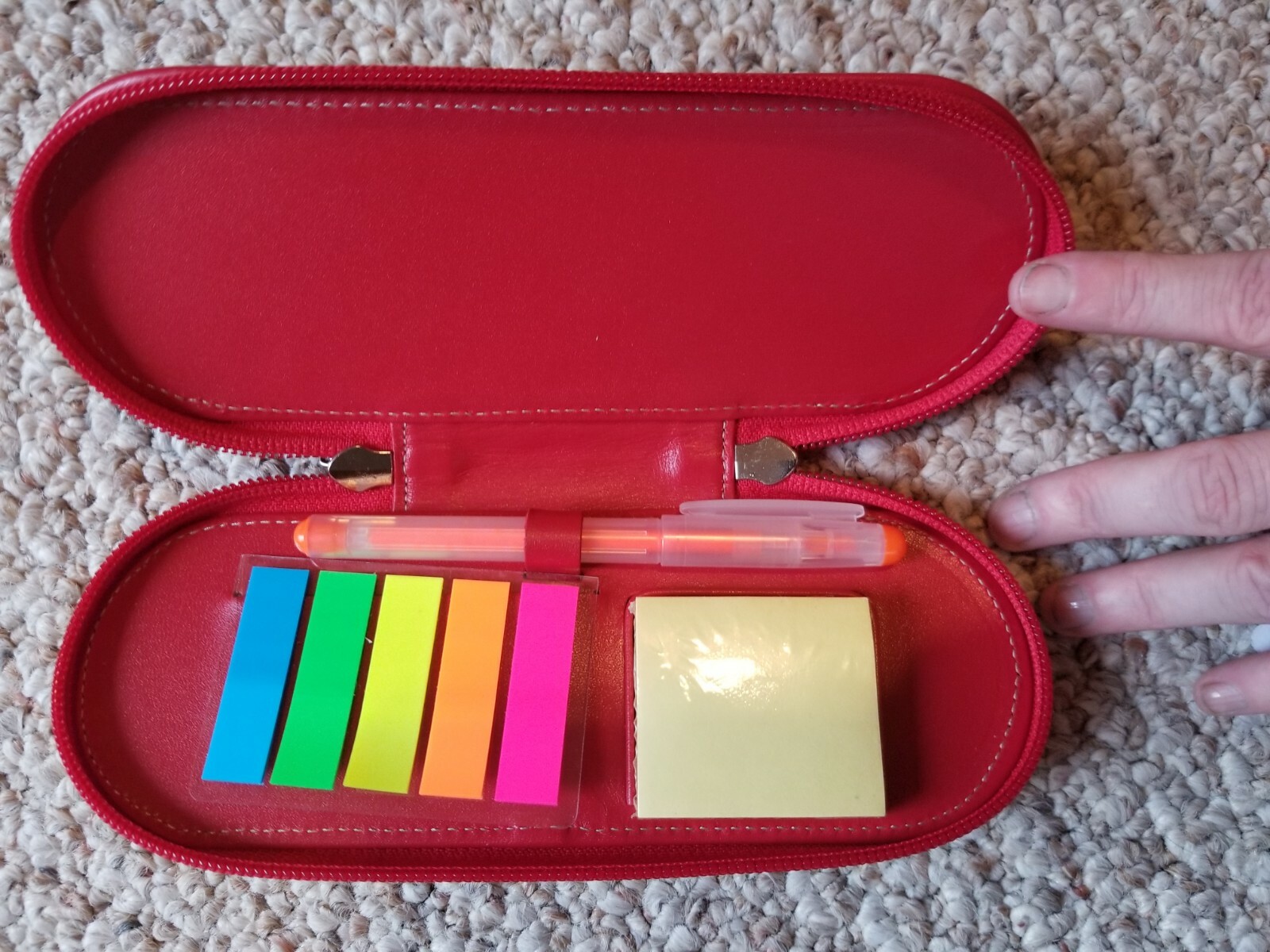 Levenger Red Leather Pencil Case