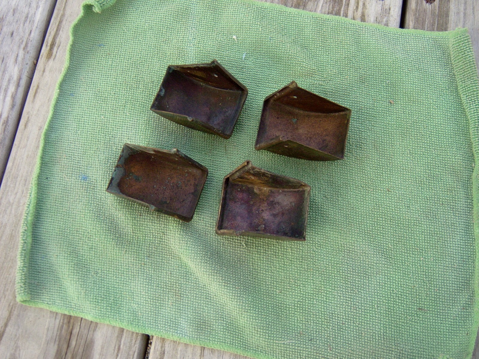 4 ANTIQUE SOLID BRASS TABLE LEG/FEET COVERS-2