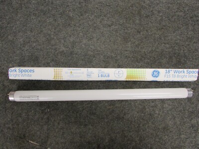 NOS! (2) GE 18'' WORK SPACES F15 T8 BRIGHT WHITE 15W FLUORESCENT LIGHT BULB