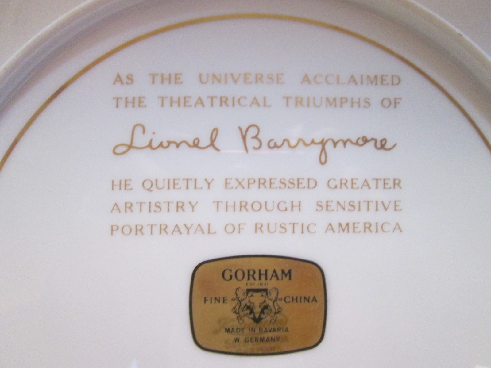 Gorham Sterling 'Quiet Waters' Plate by Lionel Barrymore Germany Bavaria
