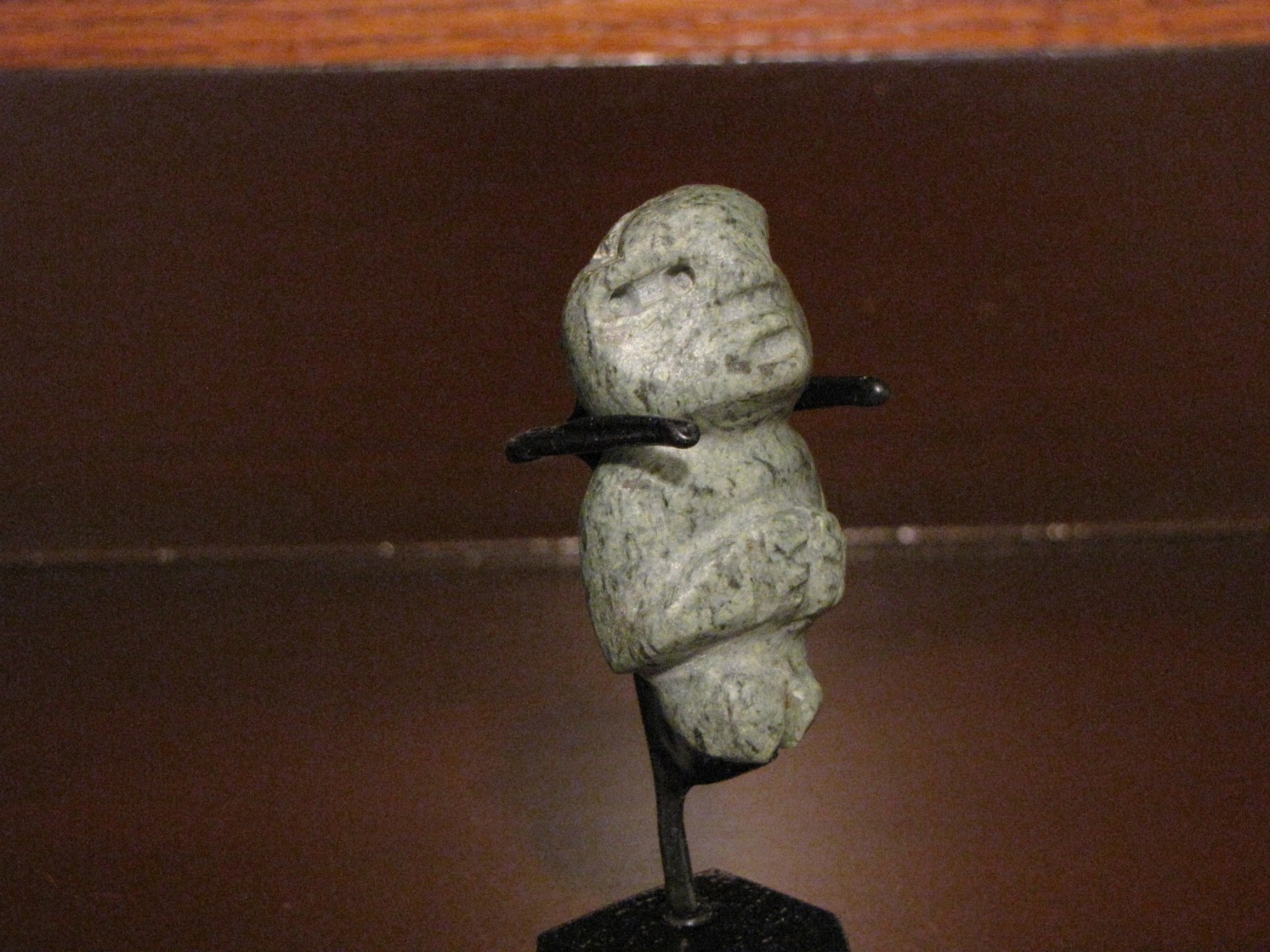 Pre Columbian, Greenstone, Mounted Mezcala Figure, Pendant, L/For 300 BC 200 AD
