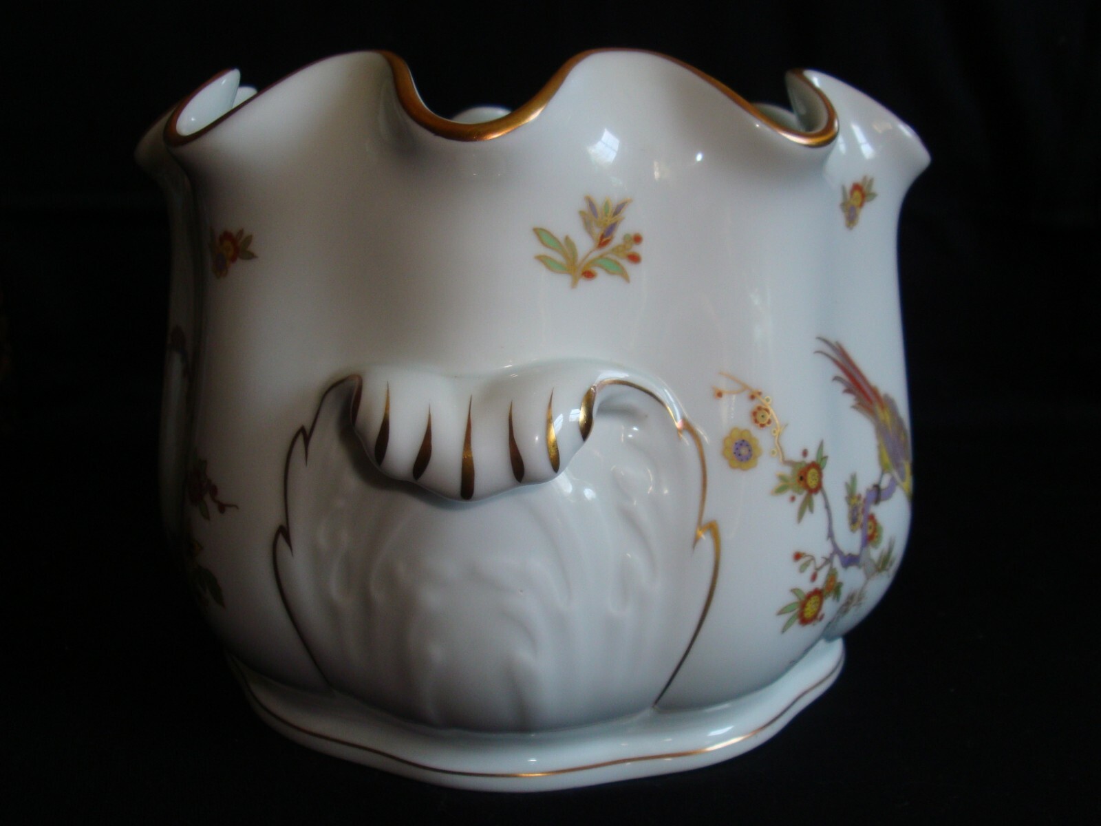 Richard Ginori Italy Old Milan Birds of Paradise Planter Cache Ice Bucket Gold