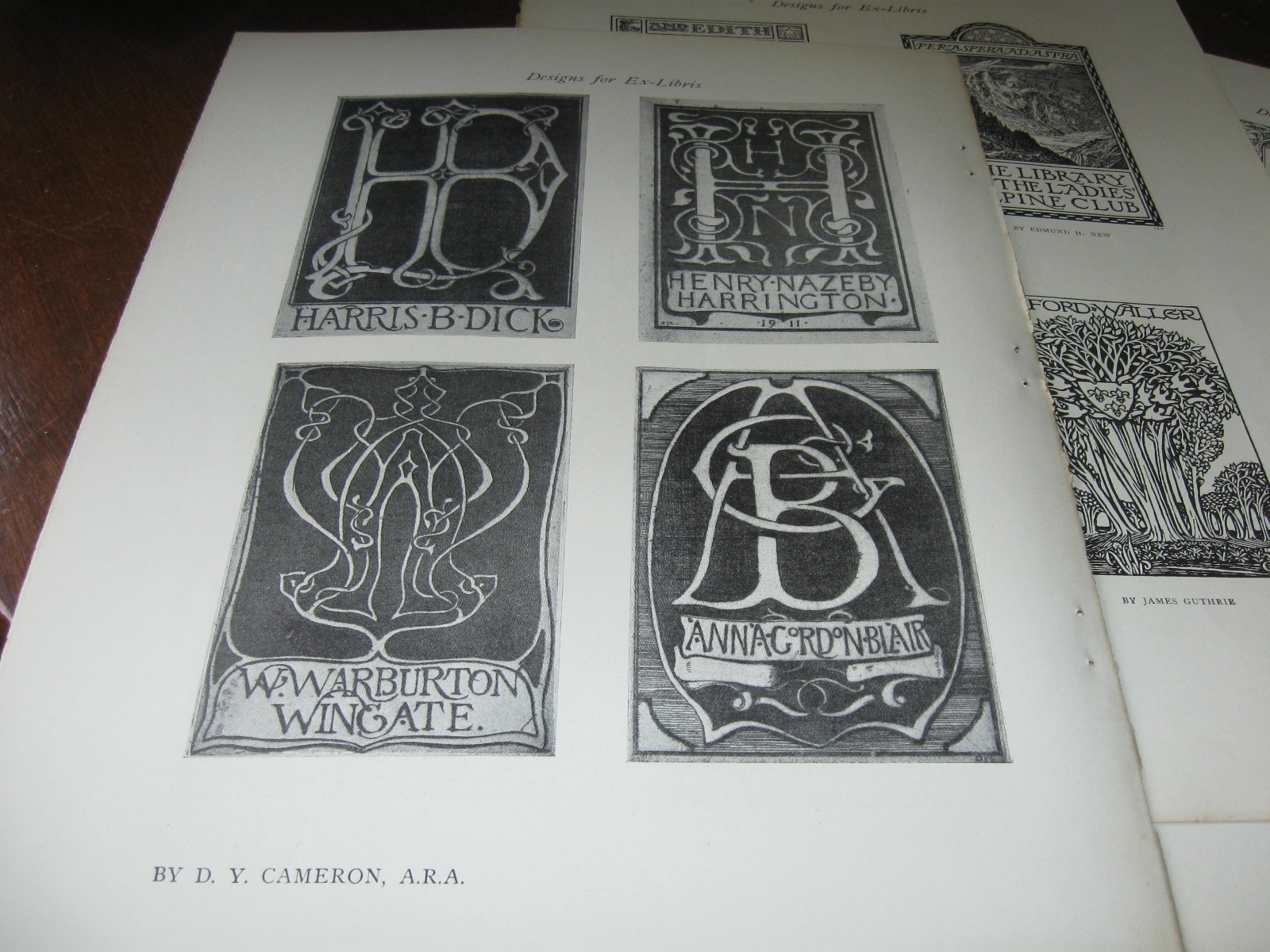 1914 Art Print / Article - EX-LIBRIS BOOKPLATE Designs Design BOOKS
