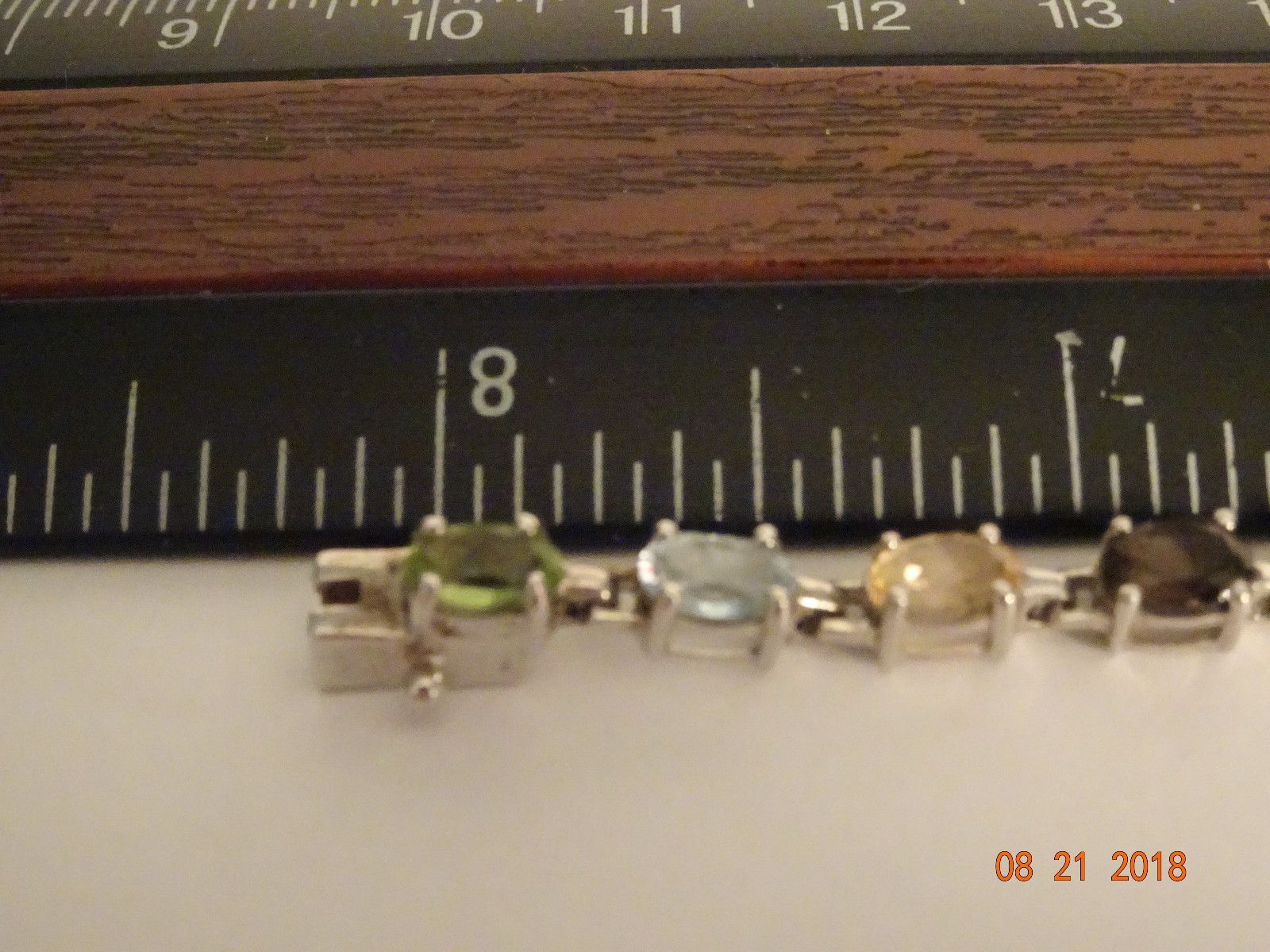 Sterling Silver Oval Multi Gemstone Bracelet-8