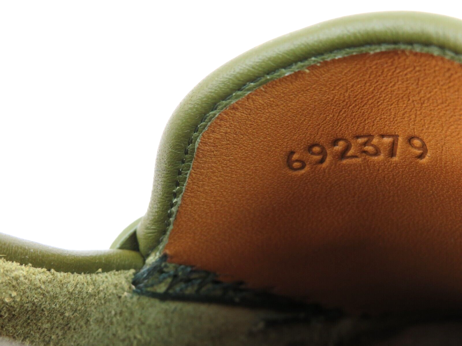 Pre-owned Gucci 692379 Olive Green Leather Gg Logo Moccasin Driving Loafers 10 / Us 11