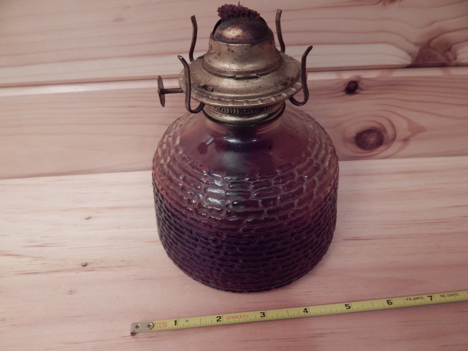 Mid-Century vintage Anchor Hocking Amber Soreno kerosene oil lamp base