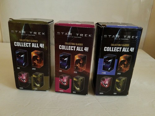 Burger King Star Trek 2008 Movie Set Glasses Kirk, Nero, Uhura New In Box