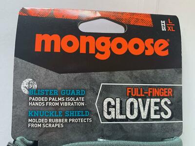 2 Pairs Mongoose L/XL Full Finger Bike Bicycle Padded Gloves BMX Mountain New