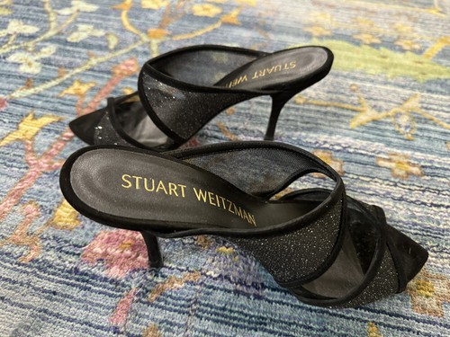 サンダル・ミュール STUART WEITZMAN Women Sandals SD117 BLK Black Stuart Weitzman Santorini Black Leather Flat Thong Sandal