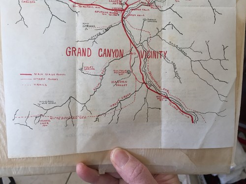 Antique map Grand Canyon AZ and Vicinity Hiking Walking Trails roads ca. 1912