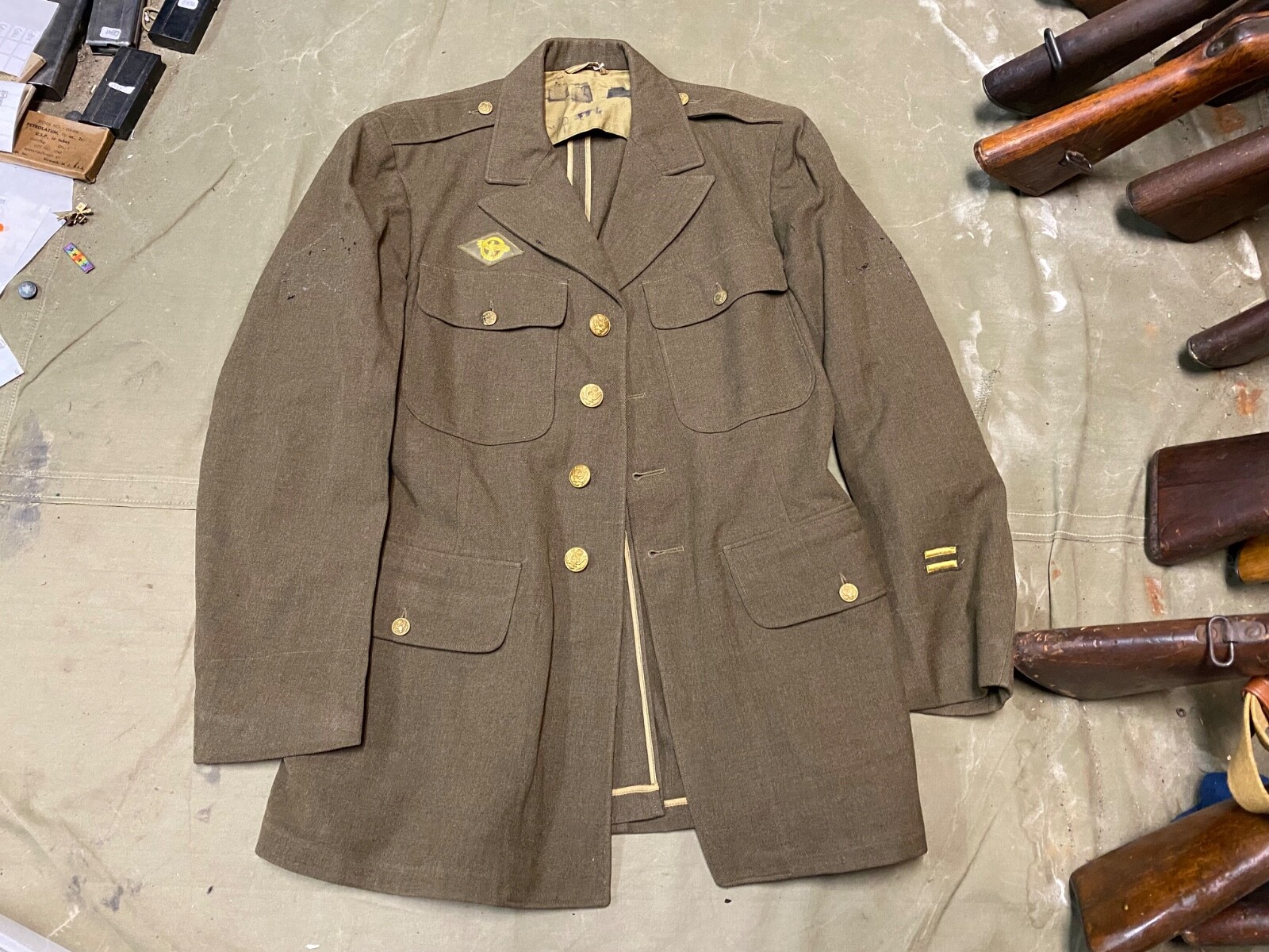 【美品】Deuxieme Classe military coat Trench coat military surplus original Italian Military khaki