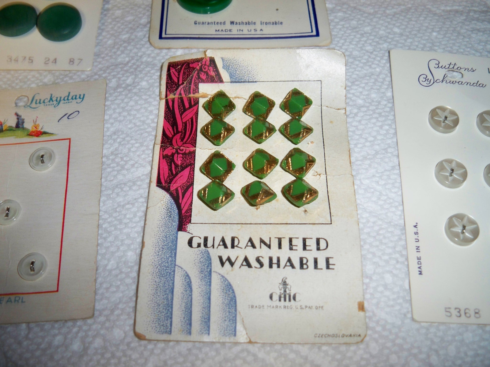 13 Cards of Buttons-Made in USA-Czechoslovakia-Japan-W.Germany