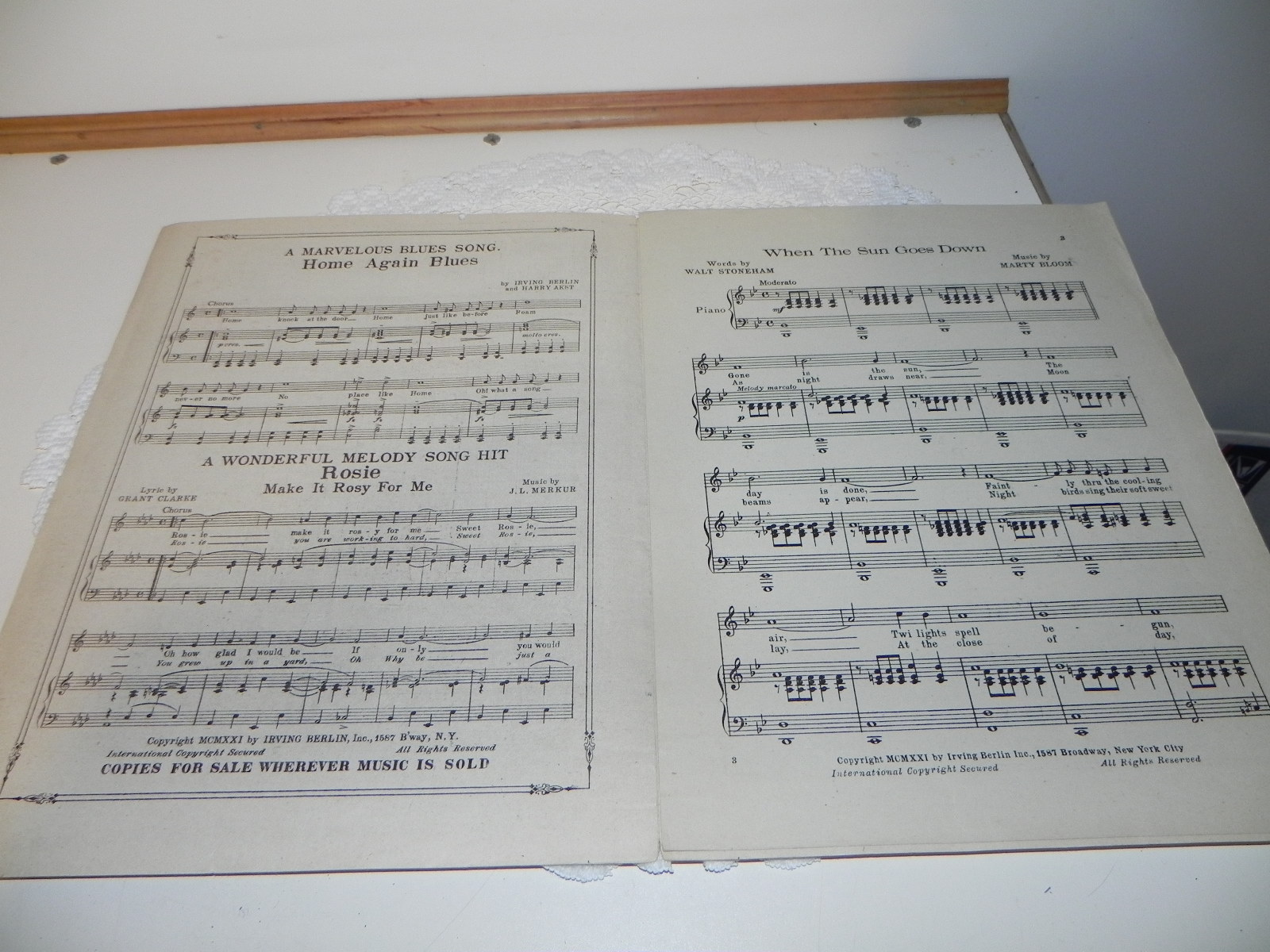 Old Sheet music......  When the Sun goes Down  1921