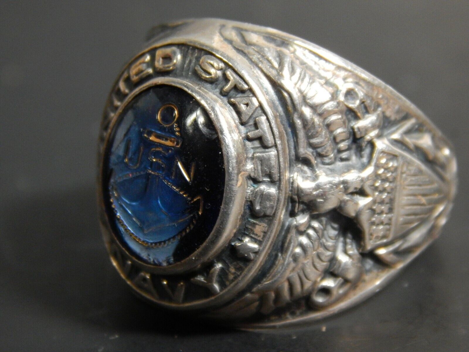 Vintage United States Navy sterling silver ring w/ blue Vintage United States Navy sterling silver ring w/ blue