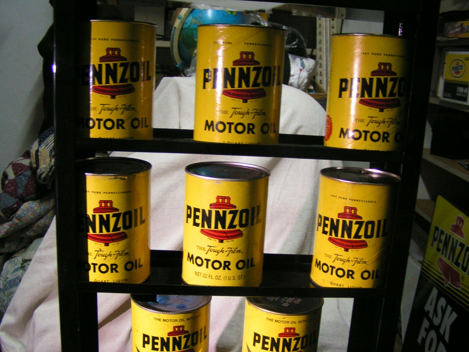 Pennzoil oil can rack display supreme Pennsylvania quality safe lubrication