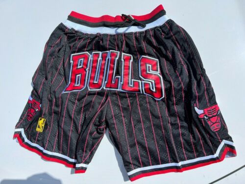 NWT Black Pinstripes Chicago Bulls Shorts old school throwback red pinstripes