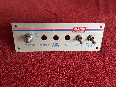 VINTAGE ALSTON RACE CAR ENGINEERING ALUMINUM DASH IGNITION START SWITCH PANEL