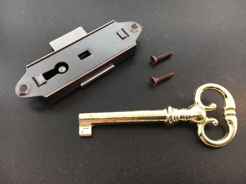 Grandfather Clock or Curio Door Lock Set Brass Finish eBay