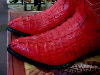 Pre-owned Los Altos Boots Los Altos Women Red Genuine Crocodile Tail Western Cowboy Boot (m) L091121