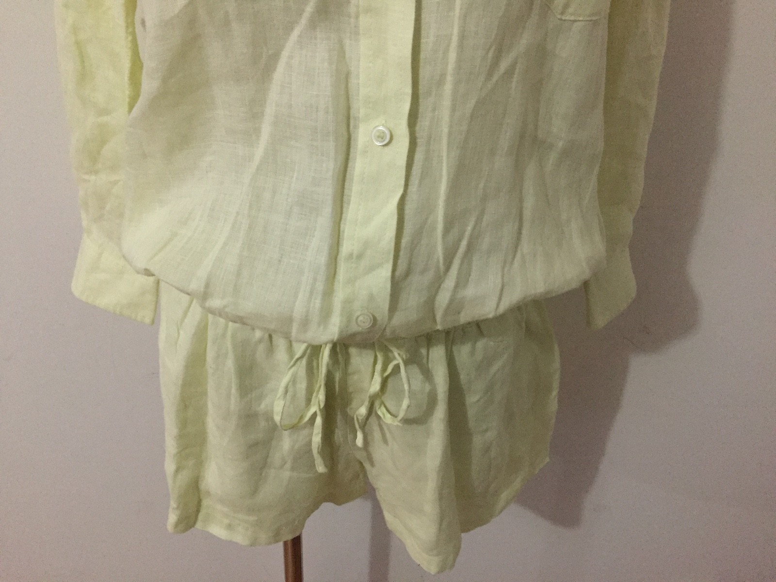 Victoria's Secret 100% Linen Romper Semi-Sheer Yellow Size 10  New!  NWOT!