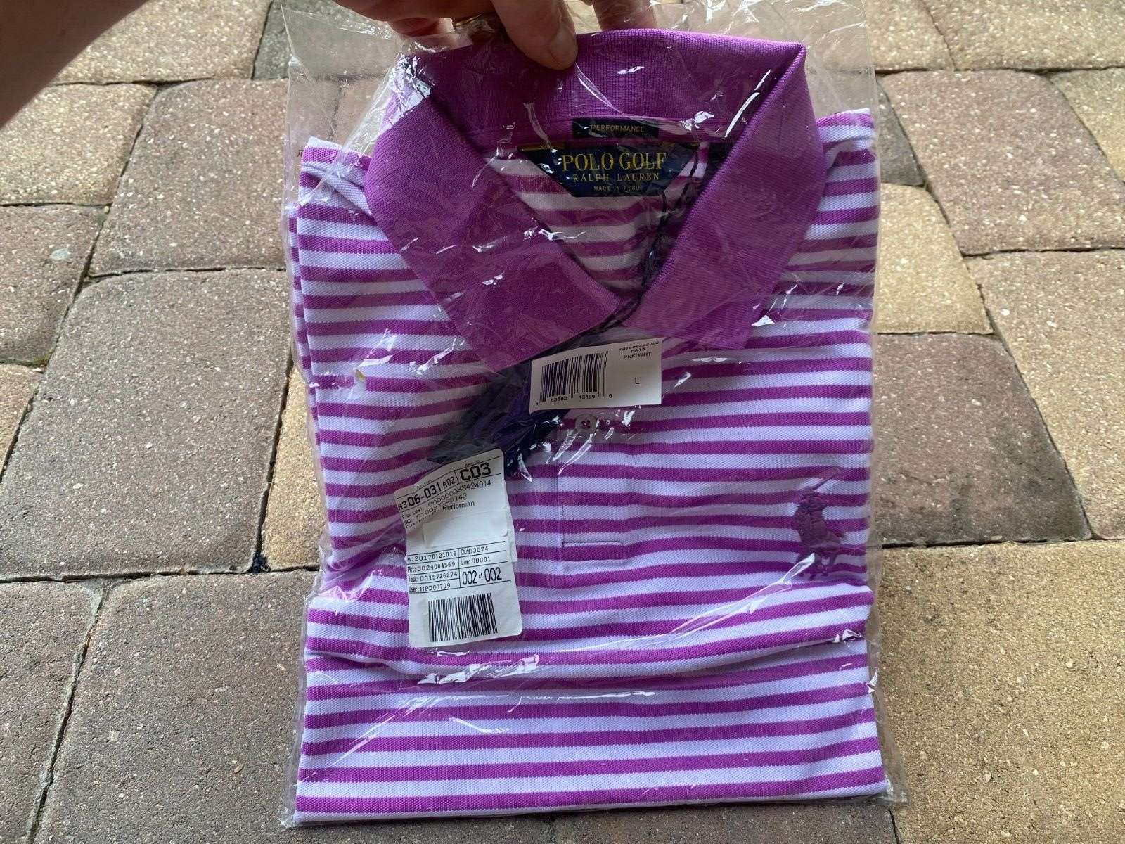 By Ralph Lauren Pro Fit Men's Casual Golf Shirt Purple White Szl