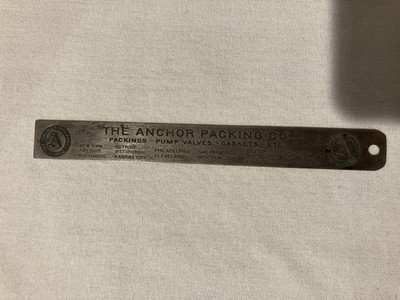 Lufkin No. 2702 Metal 6'' Ruler for The Anchor Packing Co. Vintage Advertising