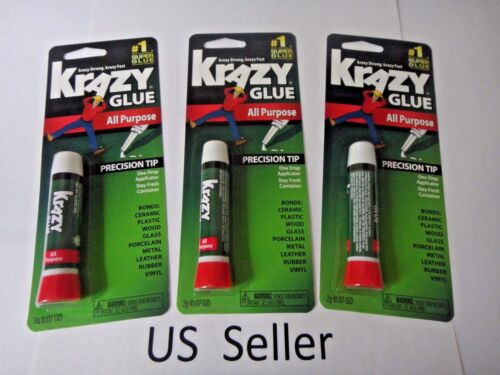 3 Packs Krazy Glue Instant Strong Glue Crazy Fast Tube All Purpose 0.07 Oz  Usa