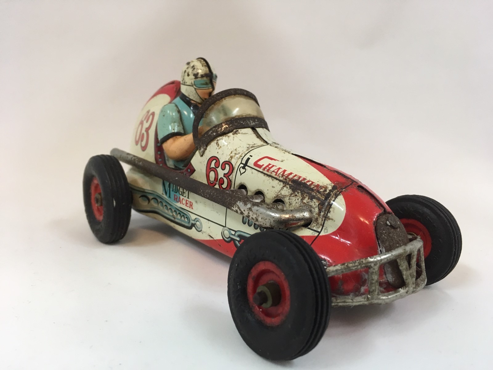 Yonezawa Champion Miget Racer #63 Toy Tin Friction Race Car W/Box - Very Rare