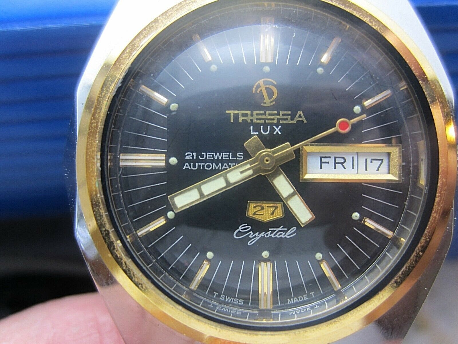 Vintage Tressa Lux Crystal Swiss Automatic Watch Mens Vintage Tressa Lux Crystal Swiss Automatic Watch Mens
