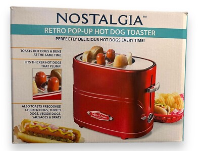 Nostalgia Retro Pop Up Hot Dog Toaster Red New SEALED Kitschy Dual Toaster